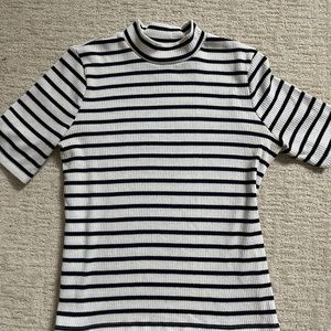 Madewell striped mock neck top Medium